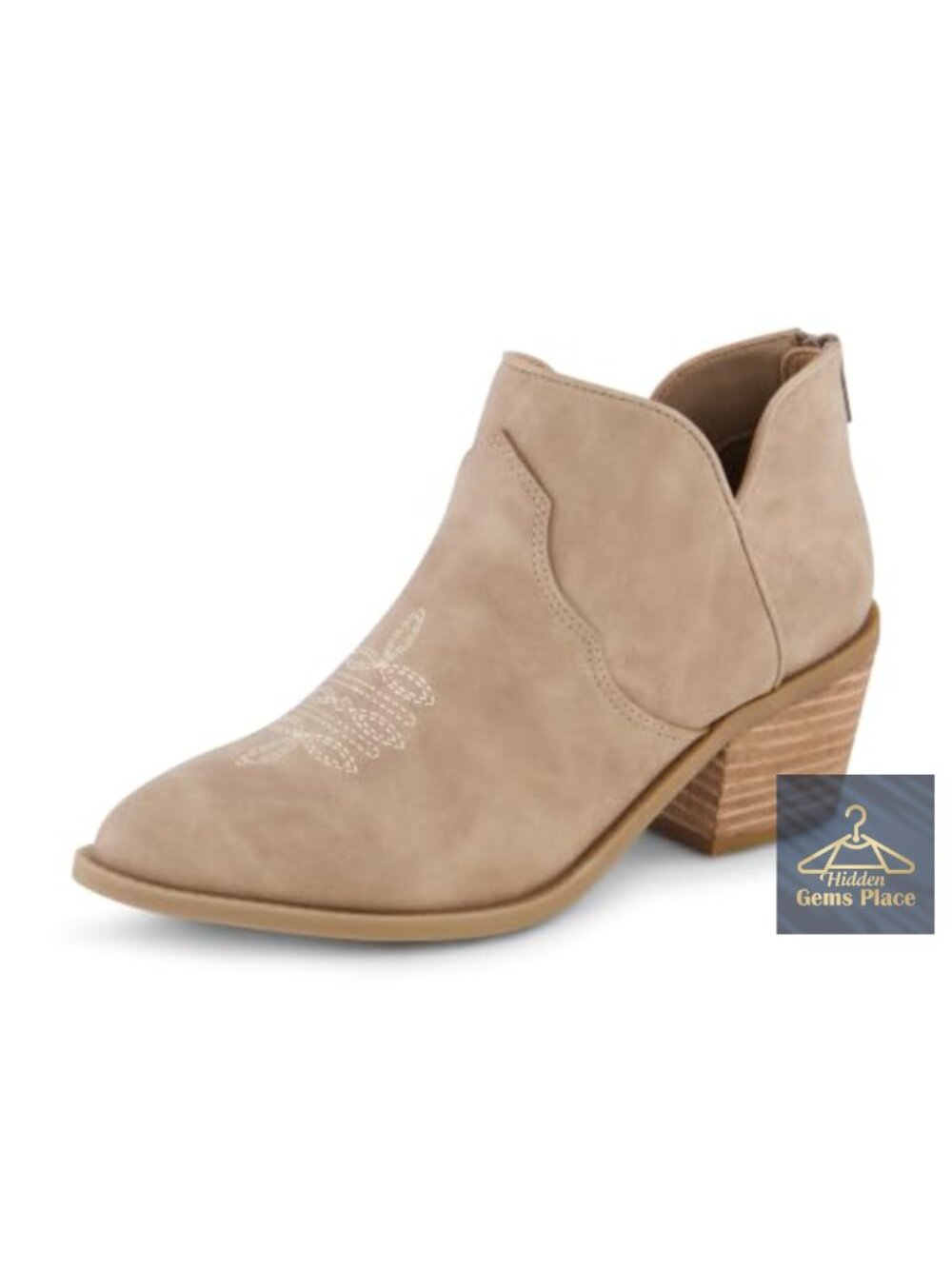Cushionaire Rodeo Women's Cowboy Ankle Bootie Pointed Toe Block Heel Vegan